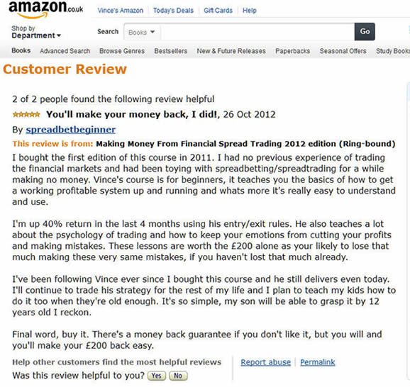 amazon review vince stanzione